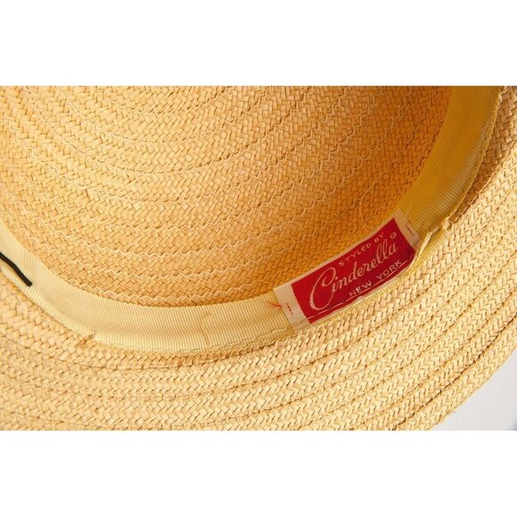 Vintage 1960\'s Women\'s Hat Styled By Cinderella New York Straw With Flowers main image 6